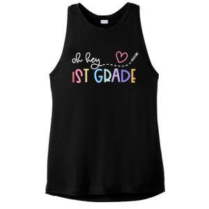 Back To School Oh Hey 1st Grade Teachers Ladies PosiCharge Tri-Blend Wicking Tank