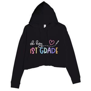 Back To School Oh Hey 1st Grade Teachers Crop Fleece Hoodie