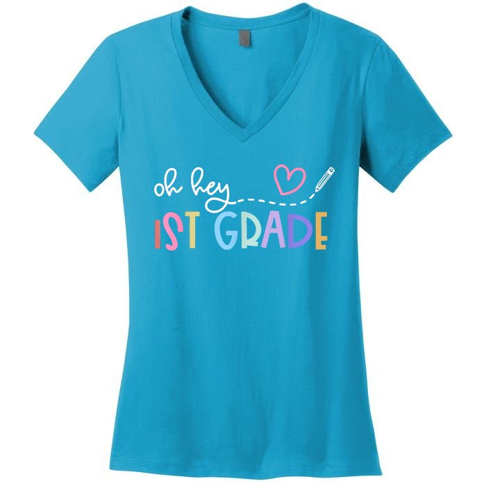 Back To School Oh Hey 1st Grade Teachers Women's V-Neck T-Shirt