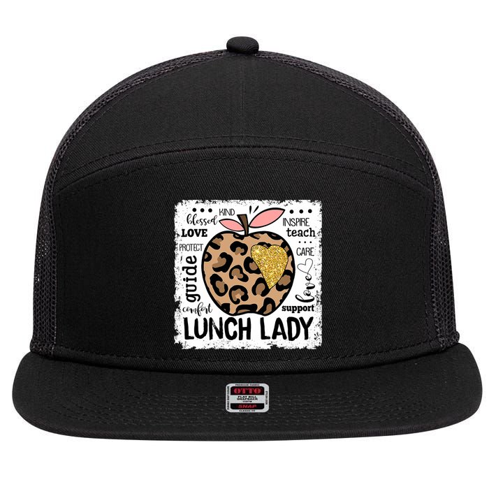 Back To School Teach Love Inspire Lunch Lady 7 Panel Mesh Trucker Snapback Hat