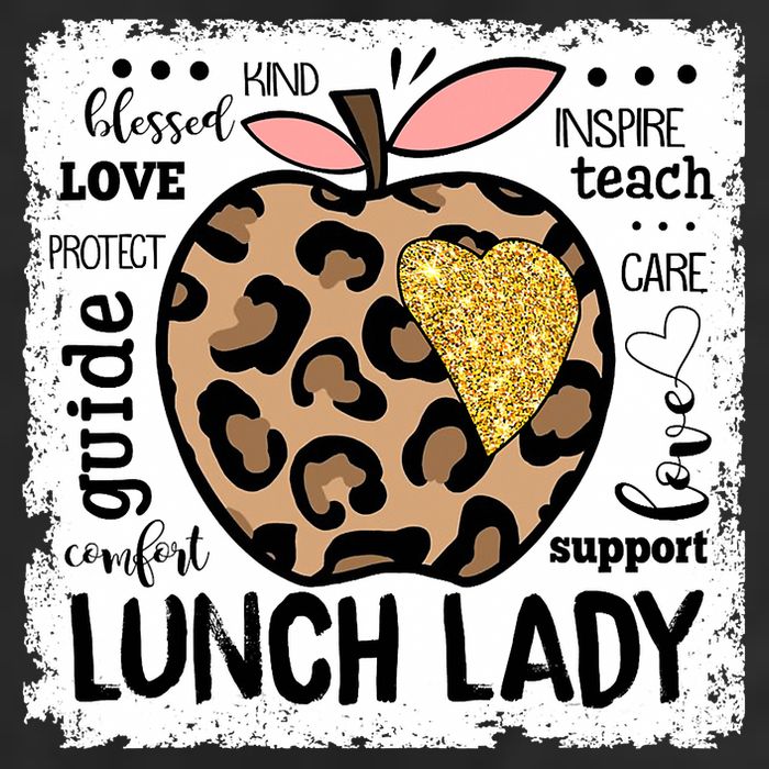 Back To School Teach Love Inspire Lunch Lady 7 Panel Mesh Trucker Snapback Hat