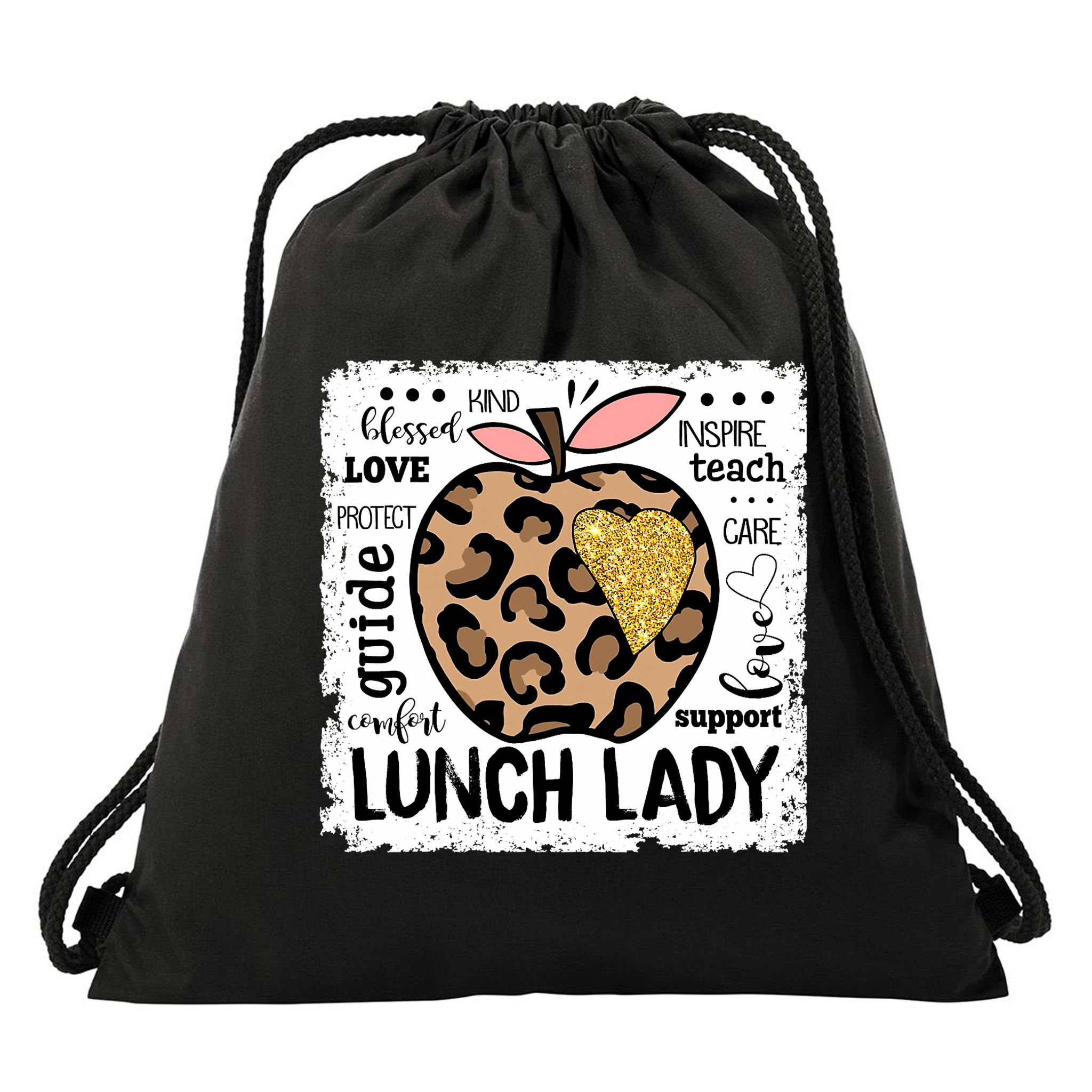 Back To School Teach Love Inspire Lunch Lady Drawstring Bag