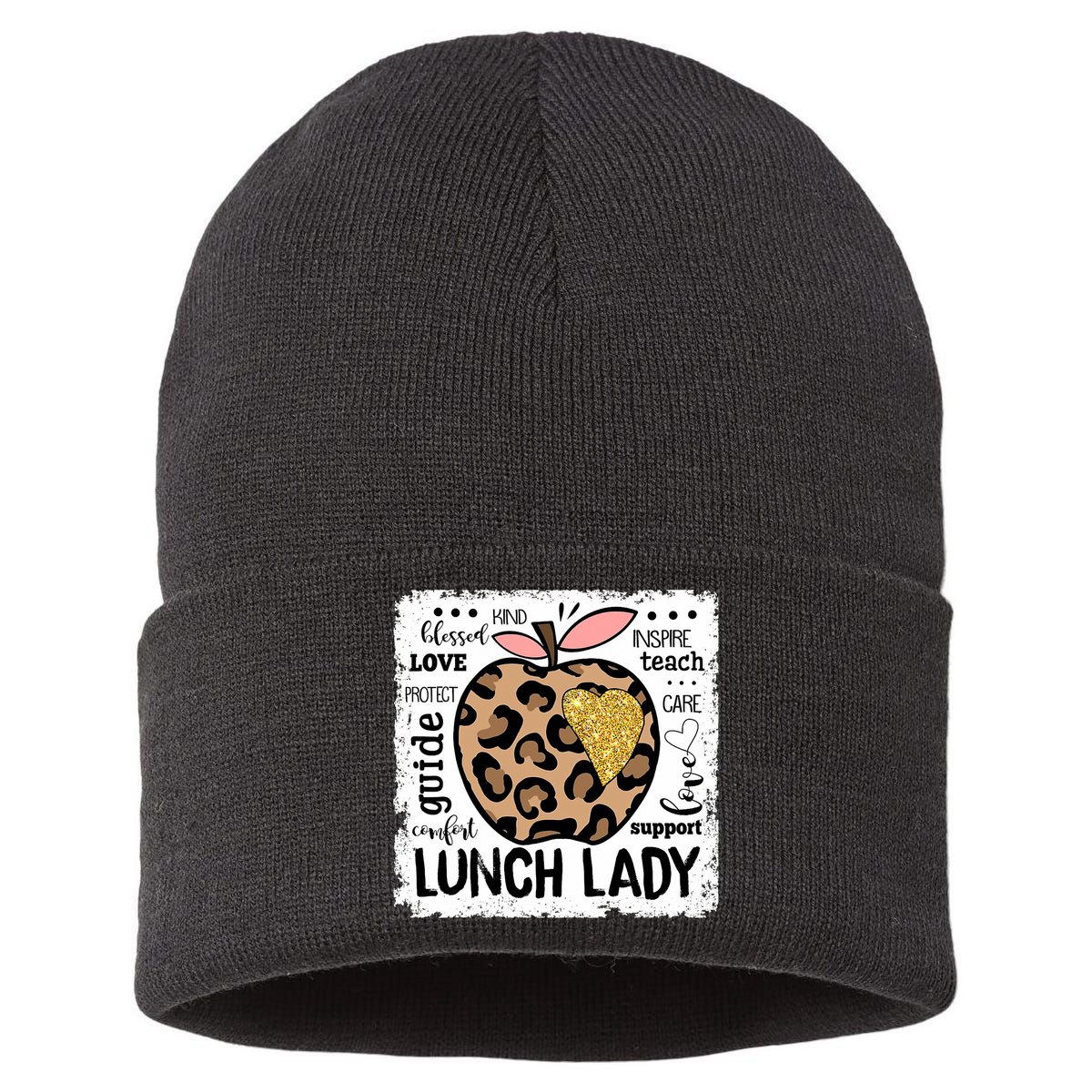 Back To School Teach Love Inspire Lunch Lady Sustainable Knit Beanie