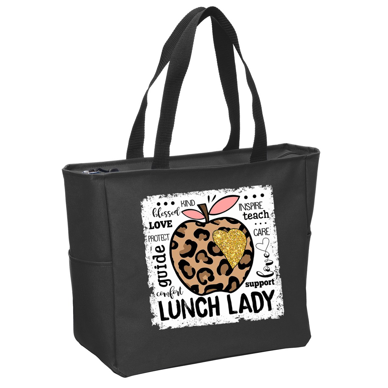 Back To School Teach Love Inspire Lunch Lady Zip Tote Bag