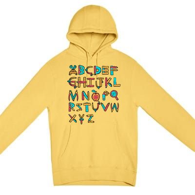 Back To School Alphabet Kindergarten Teacher Cool Gift Premium Pullover Hoodie