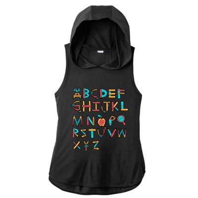 Back To School Alphabet Kindergarten Teacher Cool Gift Ladies PosiCharge Tri-Blend Wicking Draft Hoodie Tank