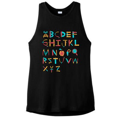 Back To School Alphabet Kindergarten Teacher Cool Gift Ladies PosiCharge Tri-Blend Wicking Tank