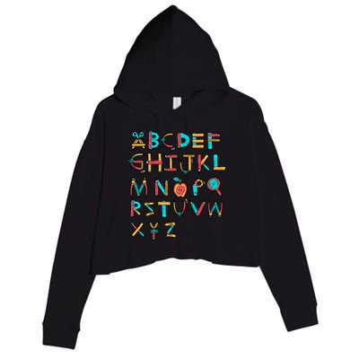 Back To School Alphabet Kindergarten Teacher Cool Gift Crop Fleece Hoodie