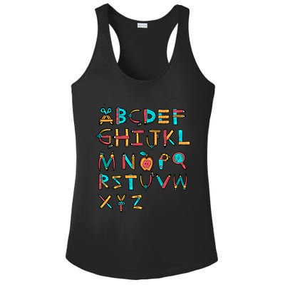 Back To School Alphabet Kindergarten Teacher Cool Gift Ladies PosiCharge Competitor Racerback Tank