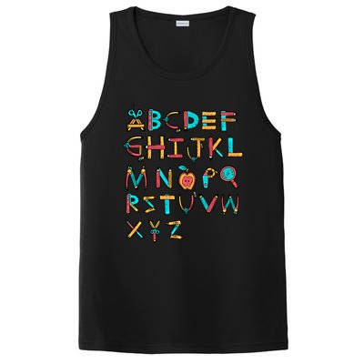 Back To School Alphabet Kindergarten Teacher Cool Gift PosiCharge Competitor Tank