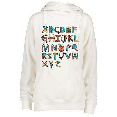 Back To School Alphabet Kindergarten Teacher Cool Gift Womens Funnel Neck Pullover Hood