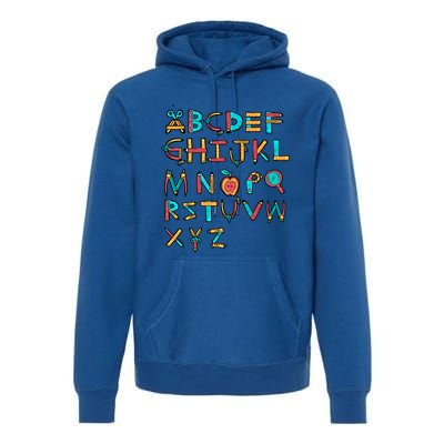 Back To School Alphabet Kindergarten Teacher Cool Gift Premium Hoodie