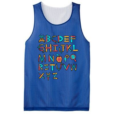 Back To School Alphabet Kindergarten Teacher Cool Gift Mesh Reversible Basketball Jersey Tank