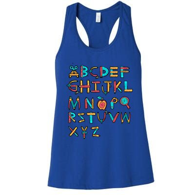 Back To School Alphabet Kindergarten Teacher Cool Gift Women's Racerback Tank