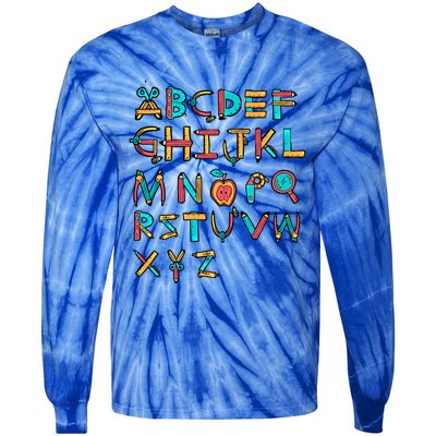 Back To School Alphabet Kindergarten Teacher Cool Gift Tie-Dye Long Sleeve Shirt