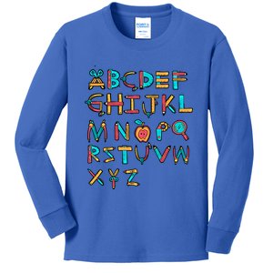 Back To School Alphabet Kindergarten Teacher Cool Gift Kids Long Sleeve Shirt