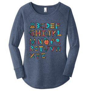 Back To School Alphabet Kindergarten Teacher Cool Gift Women's Perfect Tri Tunic Long Sleeve Shirt