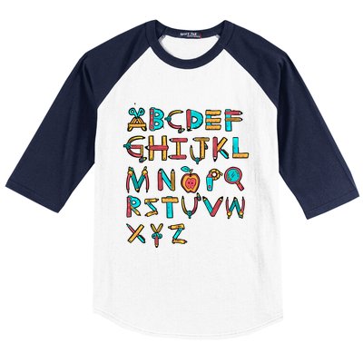 Back To School Alphabet Kindergarten Teacher Cool Gift Baseball Sleeve Shirt