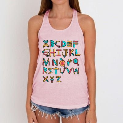 Back To School Alphabet Kindergarten Teacher Cool Gift Women's Knotted Racerback Tank