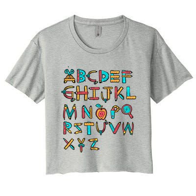 Back To School Alphabet Kindergarten Teacher Cool Gift Women's Crop Top Tee