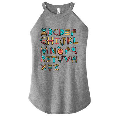 Back To School Alphabet Kindergarten Teacher Cool Gift Women's Perfect Tri Rocker Tank