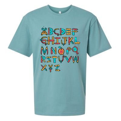 Back To School Alphabet Kindergarten Teacher Cool Gift Sueded Cloud Jersey T-Shirt