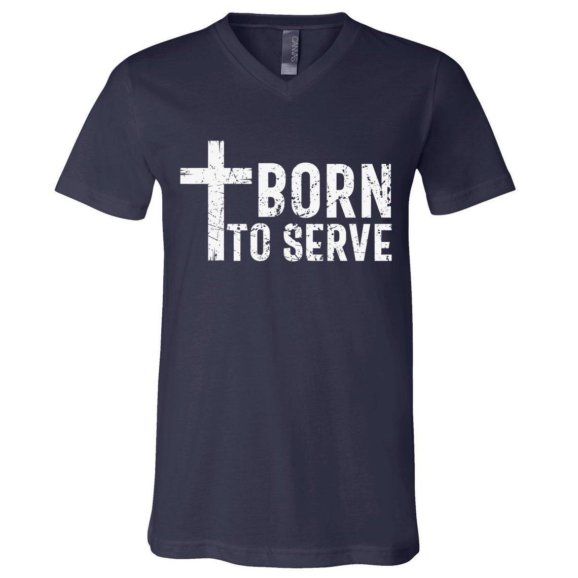 Born To Serve Cross God Jesus Faith Christian Women V-Neck T-Shirt