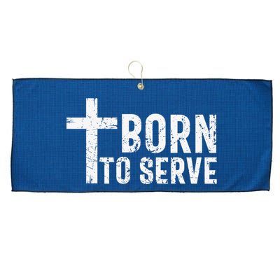 Born To Serve Cross God Jesus Faith Christian Women Large Microfiber Waffle Golf Towel
