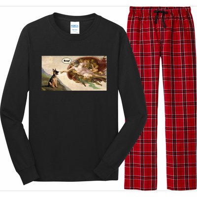 Boop The Snoot Of A German Shepherd Funny Dog Meme Long Sleeve Pajama Set