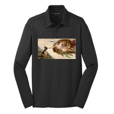 Boop The Snoot Of A German Shepherd Funny Dog Meme Silk Touch Performance Long Sleeve Polo