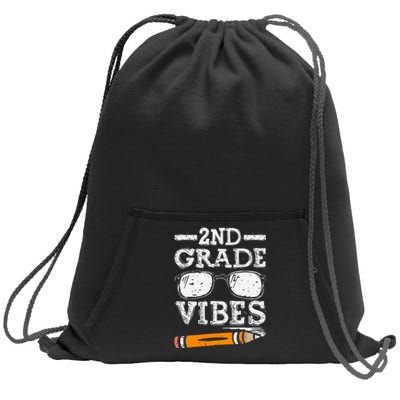 Back To School 2nd Grade Vibes Glasses Pencil First Day Teacher Sweatshirt Cinch Pack Bag