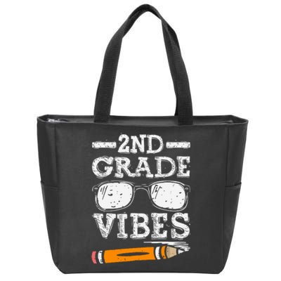 Back To School 2nd Grade Vibes Glasses Pencil First Day Teacher Zip Tote Bag