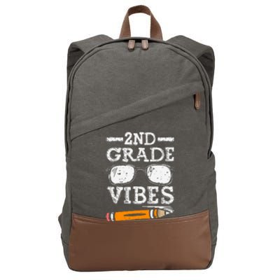 Back To School 2nd Grade Vibes Glasses Pencil First Day Teacher Cotton Canvas Backpack