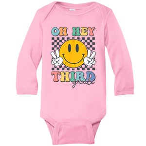 Back To School Oh Hey Third Grade Retro Teacher Student Baby Long Sleeve Bodysuit