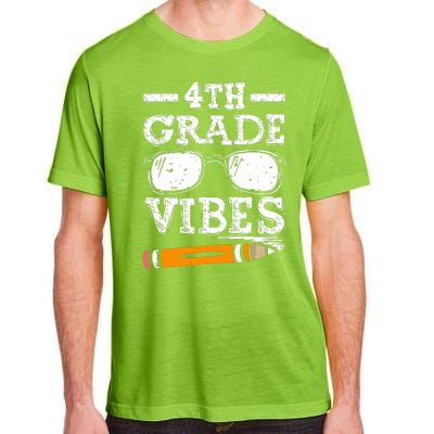 Back To School 4th Grade Vibes Glasses Pencil First Day Teacher Adult ChromaSoft Performance T-Shirt