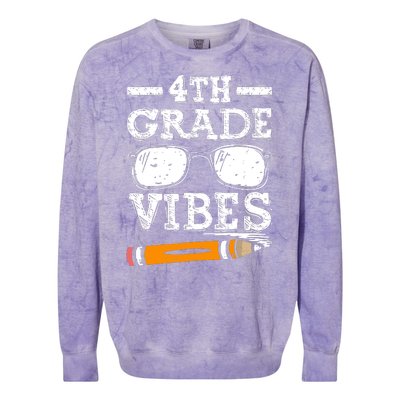 Back To School 4th Grade Vibes Glasses Pencil First Day Teacher Colorblast Crewneck Sweatshirt