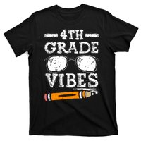 Back To School 4th Grade Vibes Glasses Pencil First Day Teacher T-Shirt