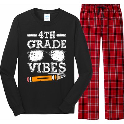 Back To School 4th Grade Vibes Glasses Pencil First Day Teacher Long Sleeve Pajama Set