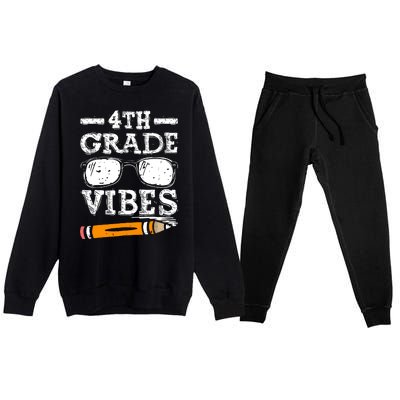 Back To School 4th Grade Vibes Glasses Pencil First Day Teacher Premium Crewneck Sweatsuit Set