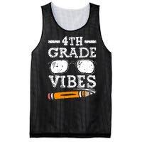 Back To School 4th Grade Vibes Glasses Pencil First Day Teacher Mesh Reversible Basketball Jersey Tank