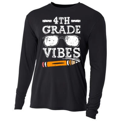 Back To School 4th Grade Vibes Glasses Pencil First Day Teacher Cooling Performance Long Sleeve Crew