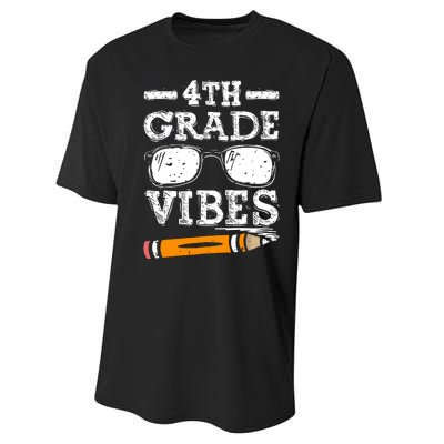 Back To School 4th Grade Vibes Glasses Pencil First Day Teacher Performance Sprint T-Shirt