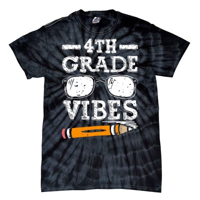 Back To School 4th Grade Vibes Glasses Pencil First Day Teacher Tie-Dye T-Shirt