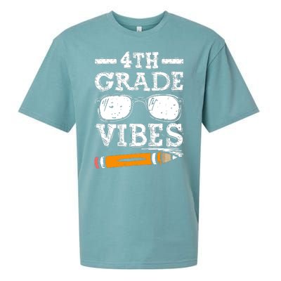 Back To School 4th Grade Vibes Glasses Pencil First Day Teacher Sueded Cloud Jersey T-Shirt