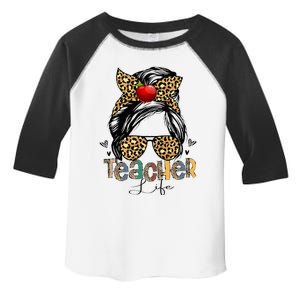 Back To School Teacher Life Messy Bun Leopard Teacher Wo Toddler Fine Jersey T-Shirt