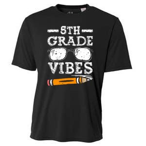 Back To School 5th Grade Vibes Glasses Pencil First Day Teacher Cooling Performance Crew T-Shirt