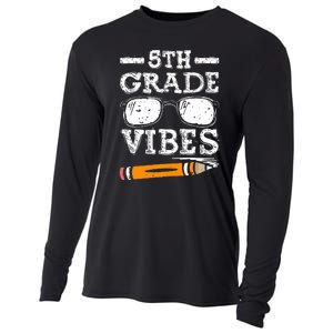 Back To School 5th Grade Vibes Glasses Pencil First Day Teacher Cooling Performance Long Sleeve Crew