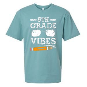 Back To School 5th Grade Vibes Glasses Pencil First Day Teacher Sueded Cloud Jersey T-Shirt