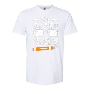 Back To School 5th Grade Vibes Glasses Pencil First Day Teacher Softstyle CVC T-Shirt