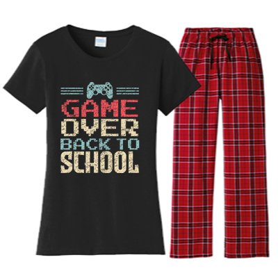 Back To School Funny Game Over Teacher Student Retro Gamer Women's Flannel Pajama Set